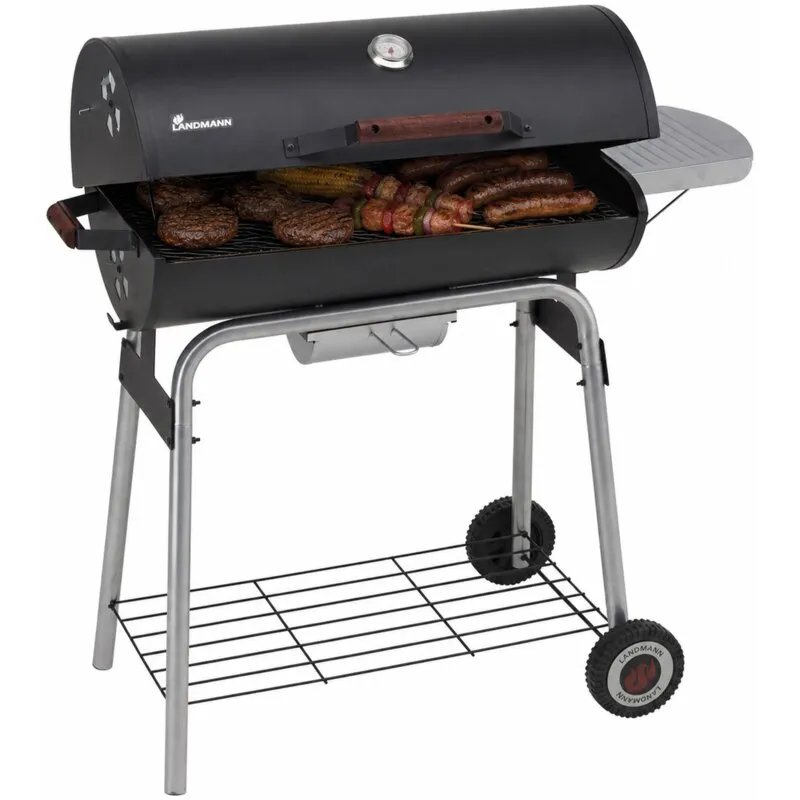 Grill ogrodowy węglowy LANDMANN Taurus 660 31421 Zamykany, beczka, regulacja wysokości, termometr, kółka