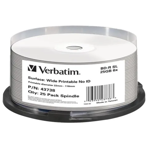 Płyta VERBATIM Printable BD-R, 25 GB, 6x (25 szt.)