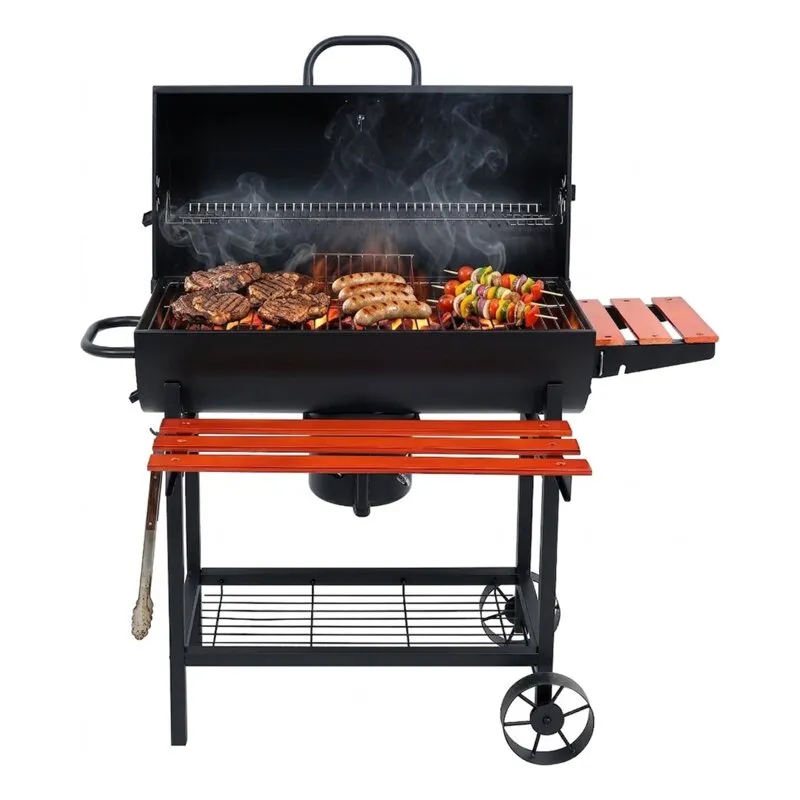 Grill ogrodowy węglowy LUND 99908 Zamykany, beczka, półka boczna, termometr, popielnik