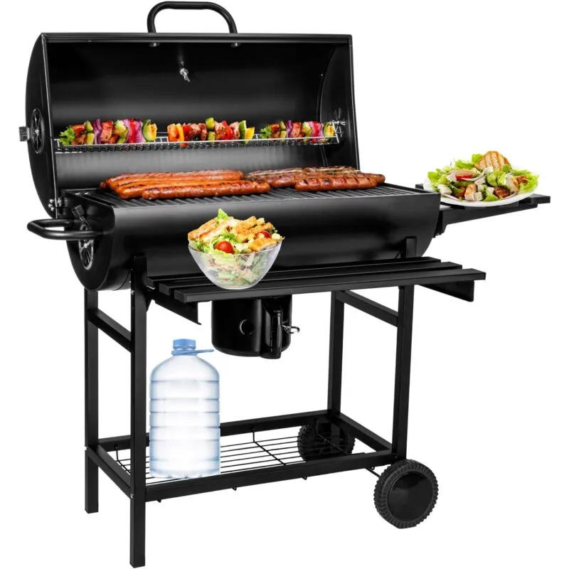 Grill ogrodowy węglowy GOCKOWIAK Barel Zamykany, dwa ruszty, popielnik, termometr, kółka