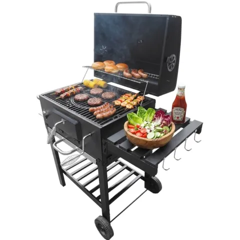Grill ogrodowy węglowy BOTTARI Vulcano Zamykany, żeliwny ruszt, komin, kółka, termometr