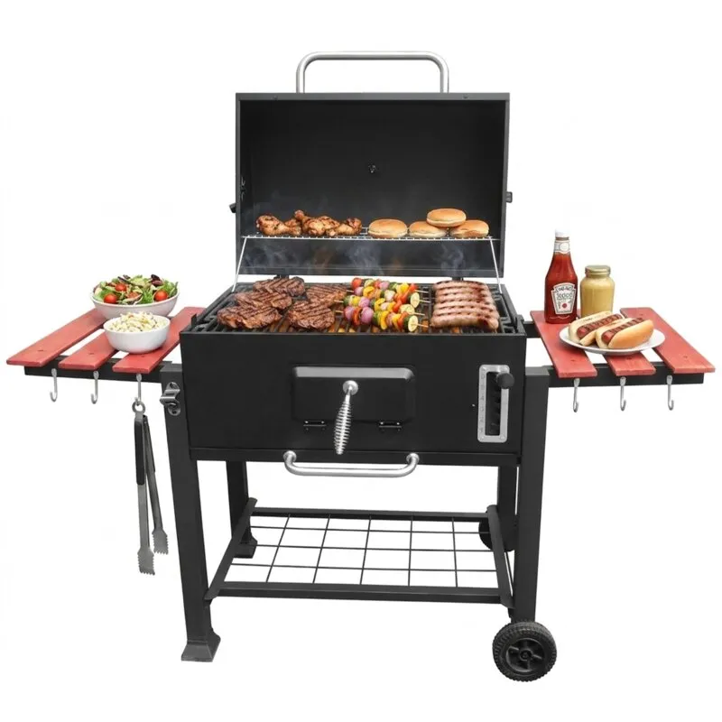 Grill węglowy BOTTARI Etna Zamykany, żeliwny ruszt, kółka, termometr, regulacja wysokości