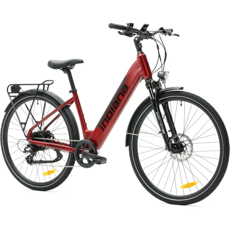 Rower elektryczny INDIANA E-Trekking 3.0 U18 28 cali Bordowo-czarny
