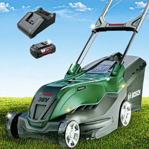 Kosiarka akumulatorowa BOSCH AdvancedRotak 06008B9F00, 40 cm, 4 Ah, 36 V, silnik bezszczotkowy, kosz 50L, 1 akumulator 4 Ah