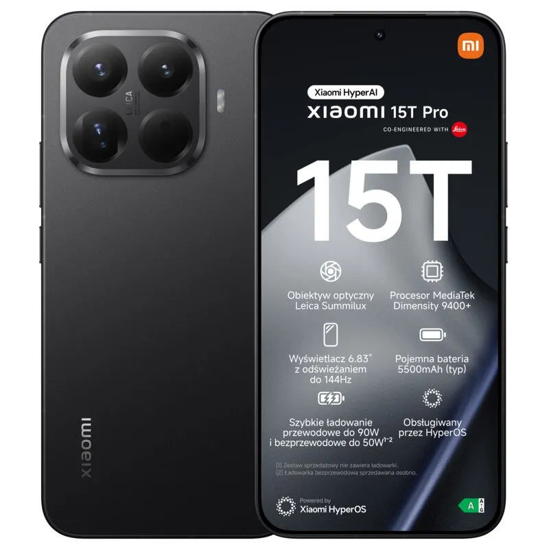 Smartfon XIAOMI 15T Pro 5G 12/512GB 6.83" 144Hz Czarny