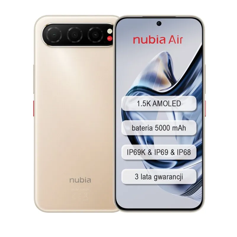 Smartfon NUBIA Air 5G 8/256GB 6.78" 120Hz Tytan pustynny