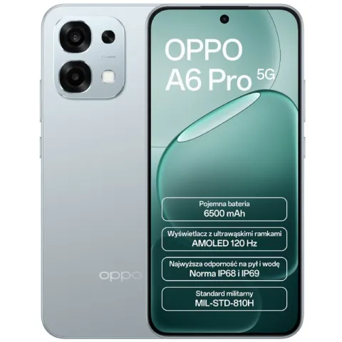 Smartfon OPPO A6 Pro 5G 8/256GB 6.57" 120Hz Srebrny