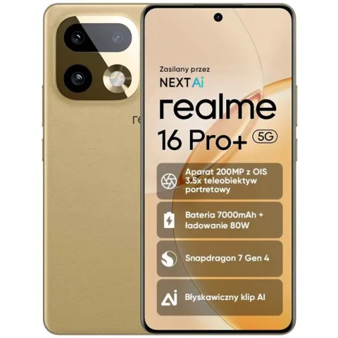 Smartfon REALME 16 Pro+ 5G 12/512GB 6.8" 144Hz Złoty