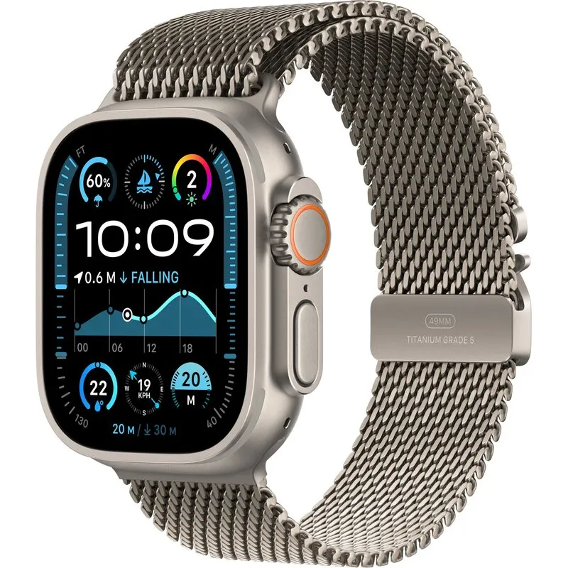 Apple Watch Ultra 2 GPS + Cellular 49mm koperta tytanowa (naturalny) + bransoleta mediolańska z tytanu rozmiar M (naturalny)