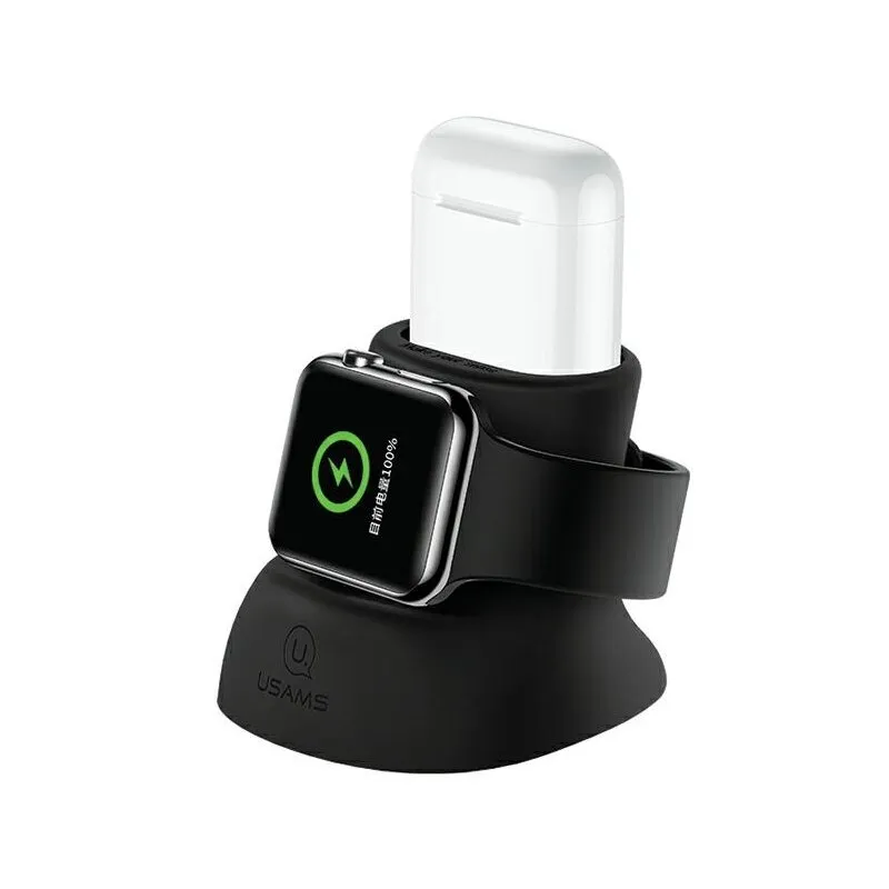 Stojak USAMS ZJ51ZJ01 2w1 do ładowania Apple Watch/AirPods Czarny
