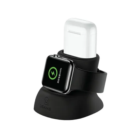 Stojak USAMS ZJ51ZJ01 2w1 do ładowania Apple Watch/AirPods Czarny