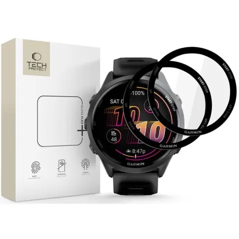 Szkło hybrydowe TECH-PROTECT Glass Flex+ do Garmin Forerunner 970/570 (47 mm) Czarny (2 szt.)