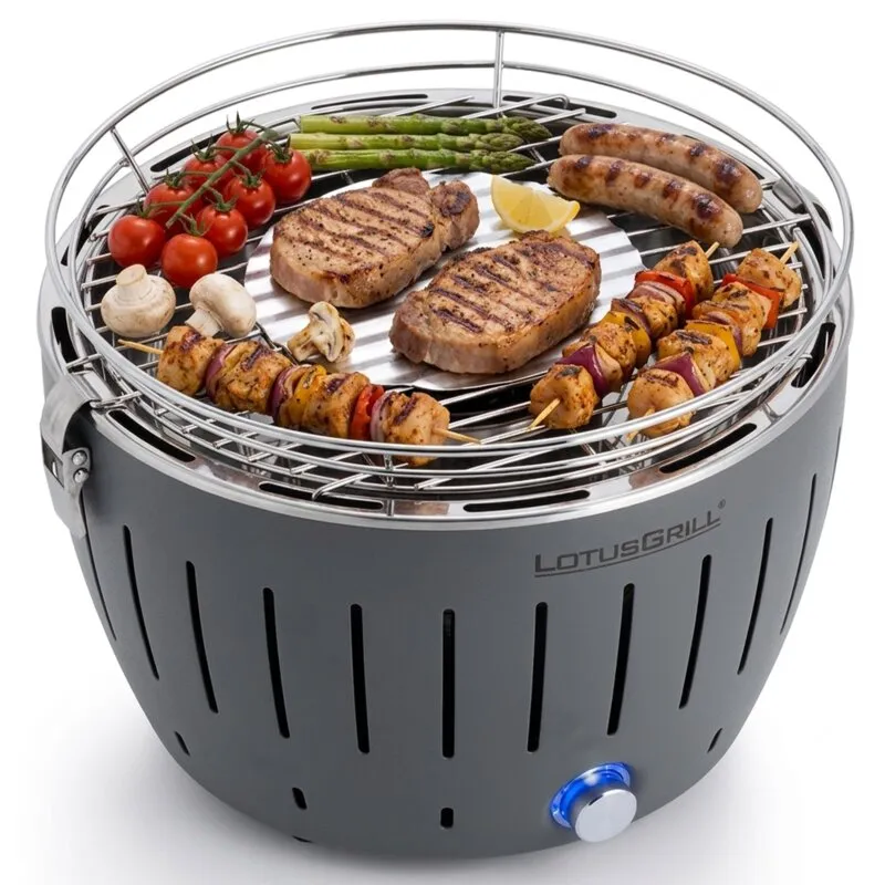 Grill ogrodowy węglowy LOTUSGRILL G-AN-280 26 cm Okrągły, bezdymny, termiczna obudowa, Szary