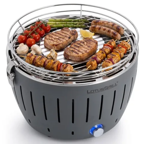 Grill ogrodowy węglowy LOTUSGRILL G-AN-280 26 cm Okrągły, bezdymny, termiczna obudowa, Szary