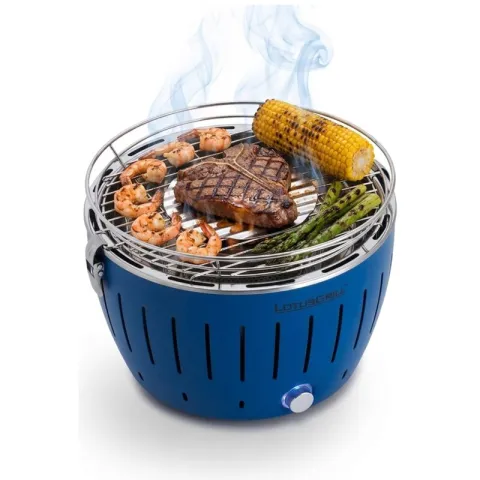 Grill ogrodowy węglowy LOTUSGRILL Mini G-TB-280 Okrągły, bezdymny, termiczna obudowa, Niebieski