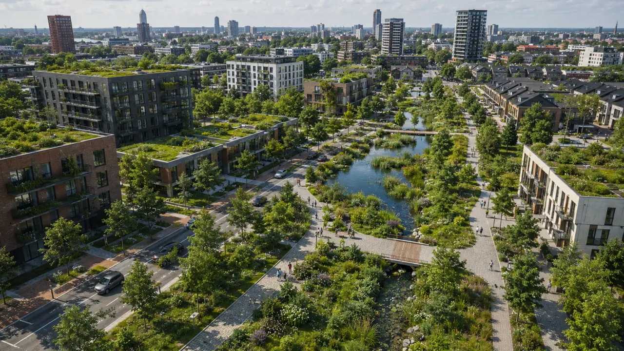 Nie jeden ogromny park otoczony betonem, lecz setki mniejszych elementów zielonej infrastruktury wplecionych w całą tkankę miejską.